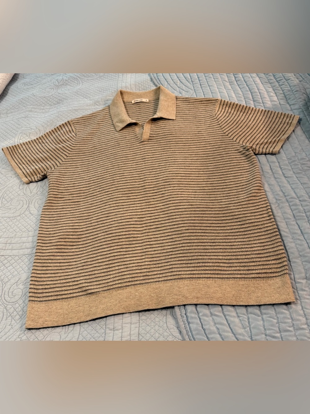 Marine Layer Men’s Medium Merino Wool Blend Striped Knit Polo Shirt